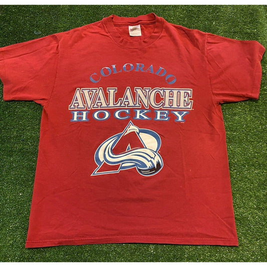 Vintage Colorado Avalanche shirt mens large maroon 90s short sleeve NHL RK