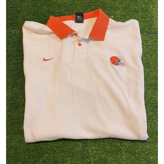 Vintage Cleveland Browns shirt mens 2XL white orange nike polo NFL Y2K RK