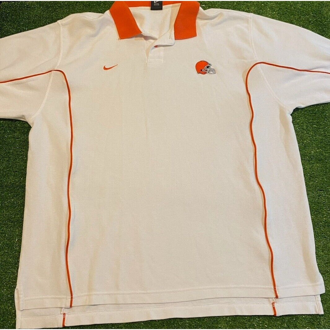 Vintage Cleveland Browns shirt mens 2XL white orange nike polo NFL Y2K RK