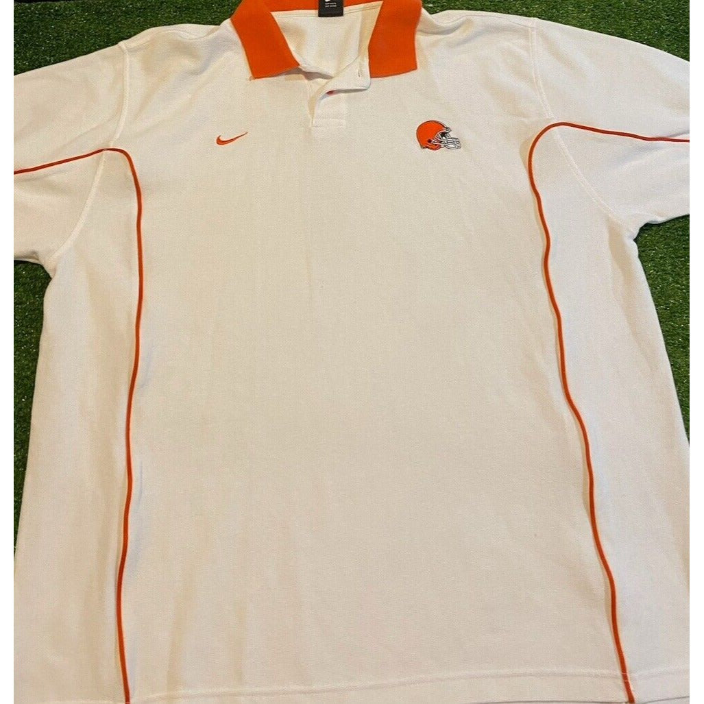 Vintage Cleveland Browns shirt mens 2XL white orange nike polo NFL Y2K RK