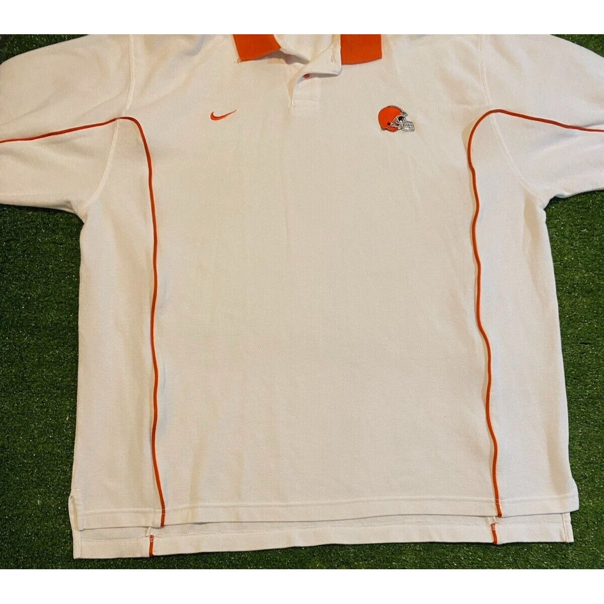 Vintage Cleveland Browns shirt mens 2XL white orange nike polo NFL Y2K RK