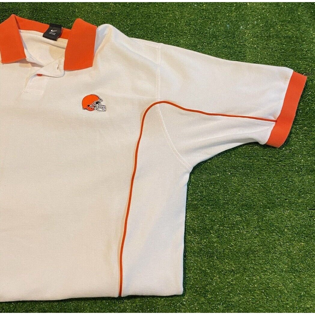 Vintage Cleveland Browns shirt mens 2XL white orange nike polo NFL Y2K RK