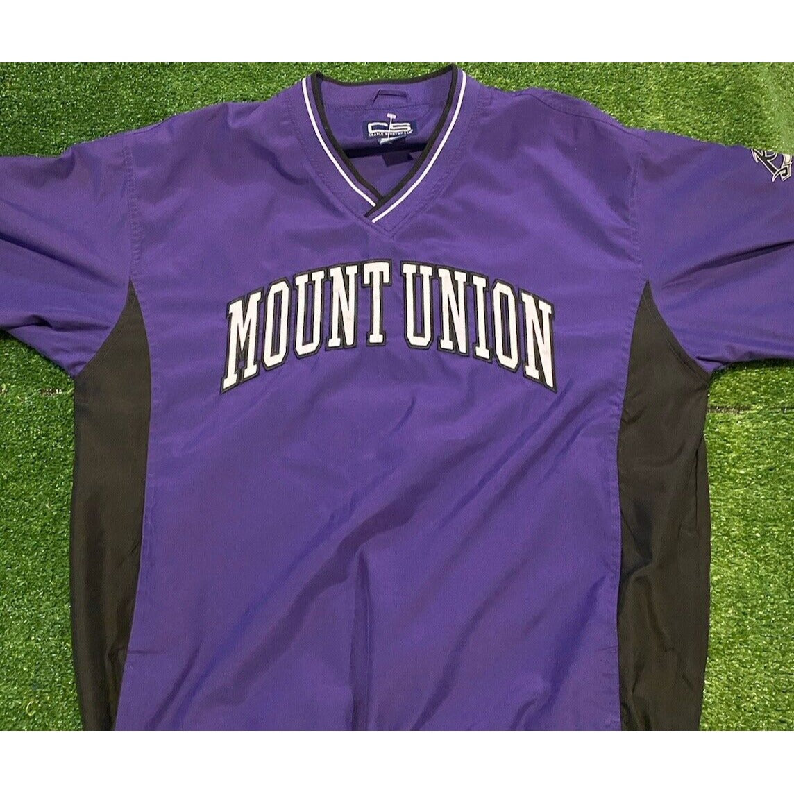 Vintage Mount Union Raiders jacket mens medium purple black pullover D