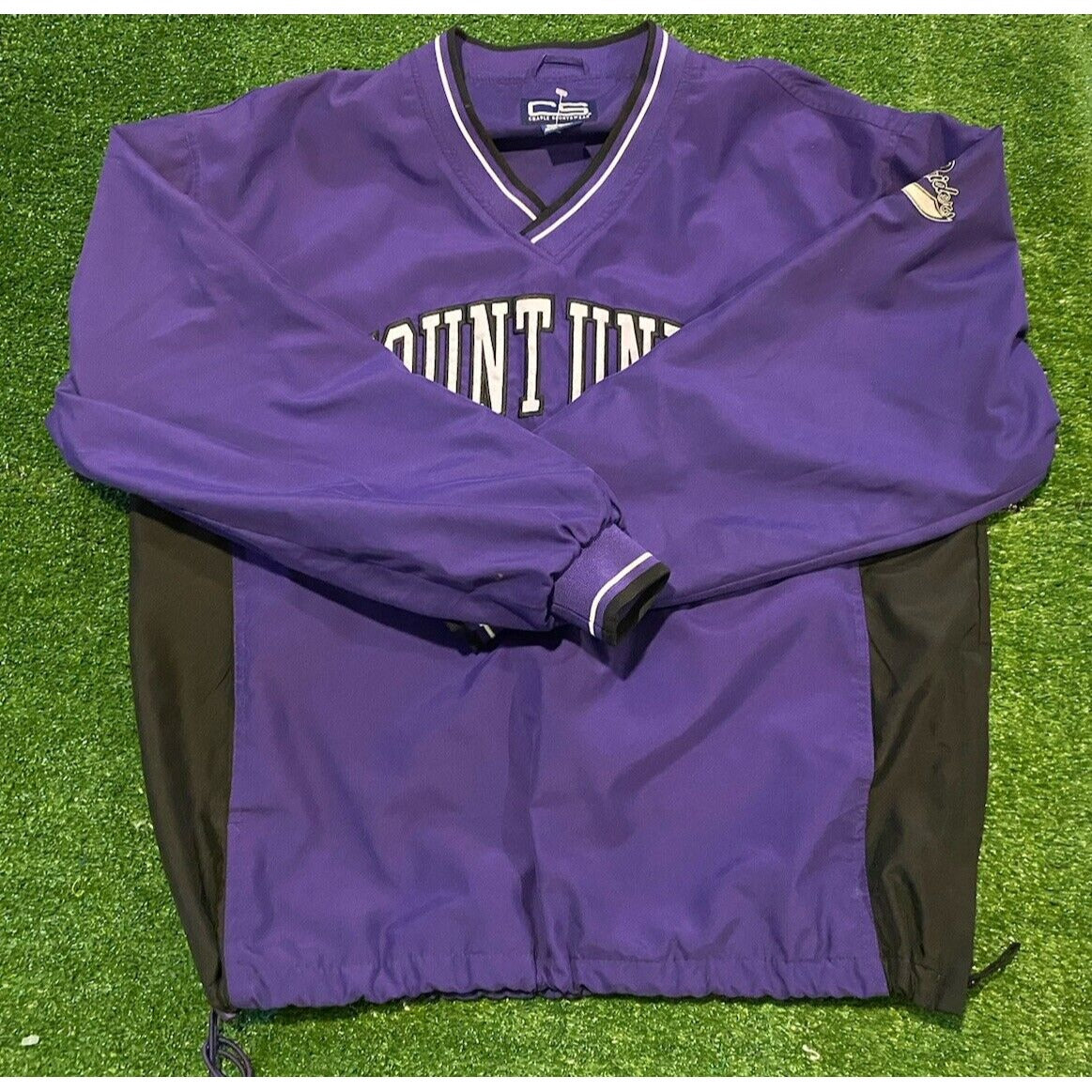 Vintage Mount Union Raiders jacket mens medium purple black pullover D