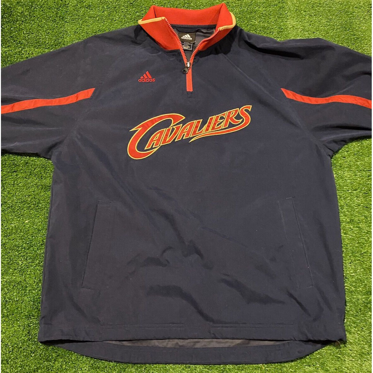 Retro Y2K Adidas Cleveland Cavaliers script 1/4 zip pull over jacket coat