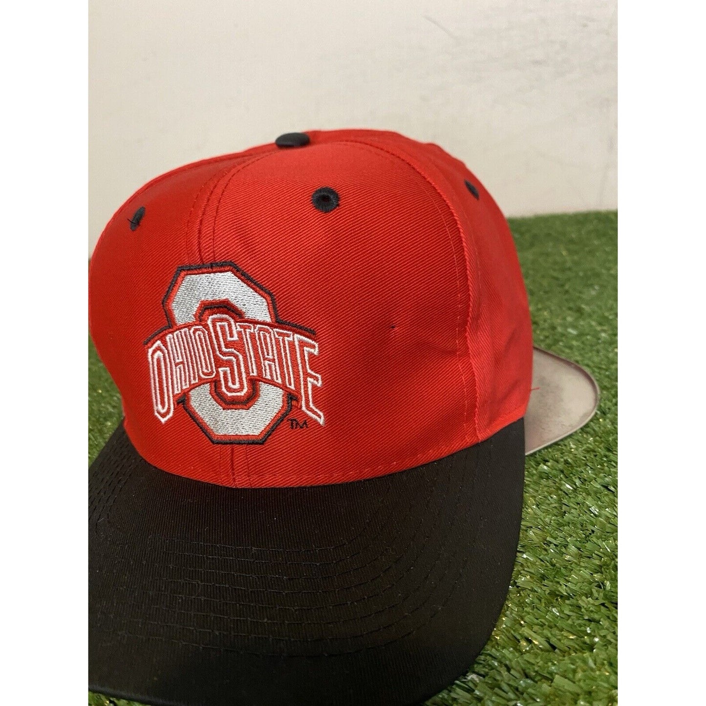 Vintage Ohio State Buckeyes hat cap snap back black red Logo 7 90s football OSU