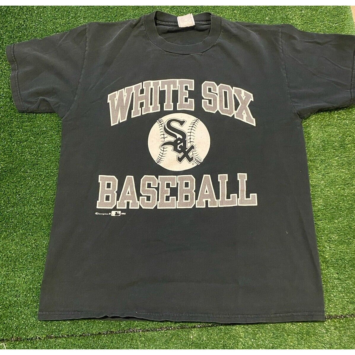 Vintage Chicago White Sox shirt large black Champion adult mens 90s Frank THomas