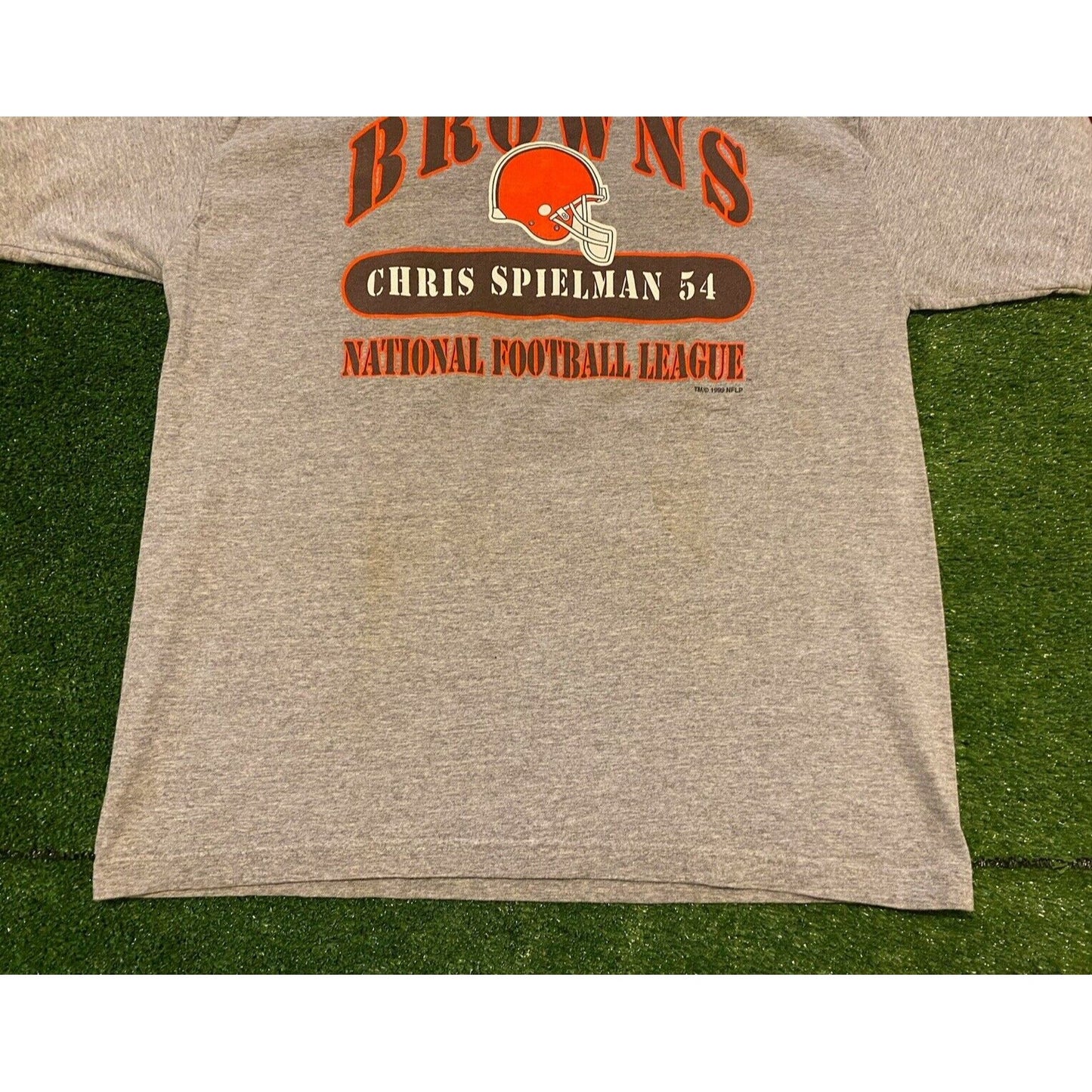 Vintage Cleveland Browns tshirt extra large Chris Spielman gray 90s adult mens