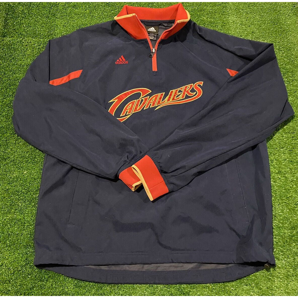 Retro Y2K Adidas Cleveland Cavaliers script 1/4 zip pull over jacket coat