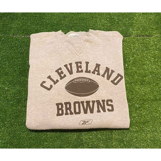 Vintage Cleveland Browns sweatshirt mens medium gray brown Y2K crew neck Reebok