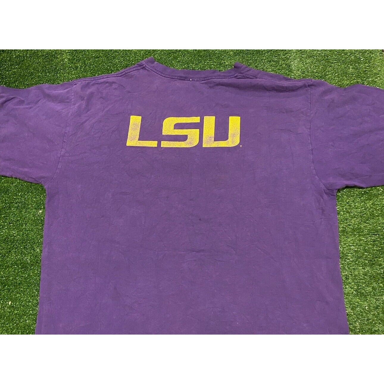 Vintage 1990s Retro Nike LSU Tigers Center Swoosh Diamond t-shirt XL purple