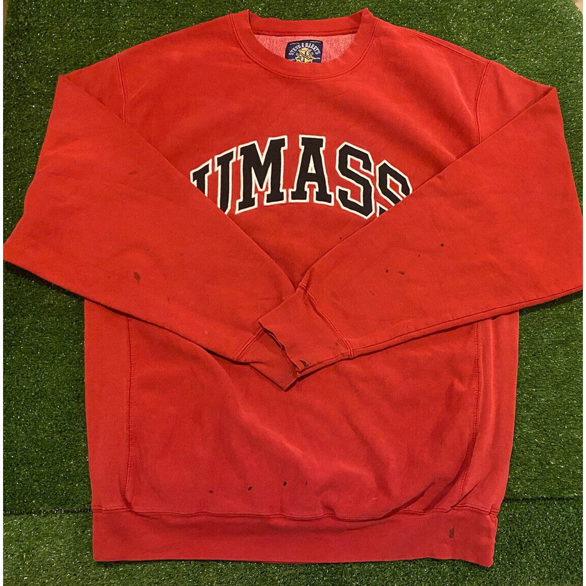 Vintage UMASS Minuteman sweatshirt mens XXL crew neck Steve & Barrys Y2K red