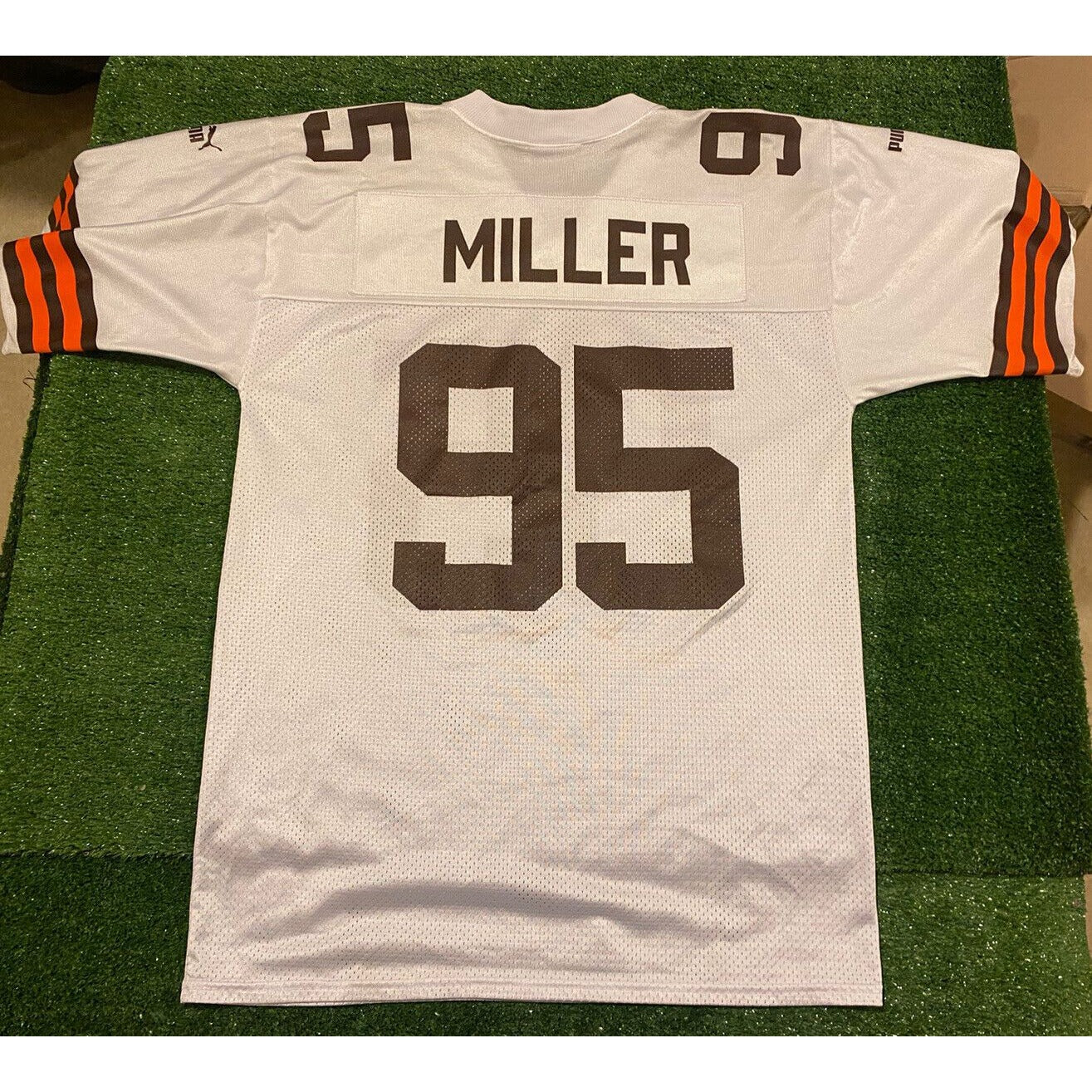 Vintage Puma Cleveland Browns Jamir Miller #95 football jersey white medium