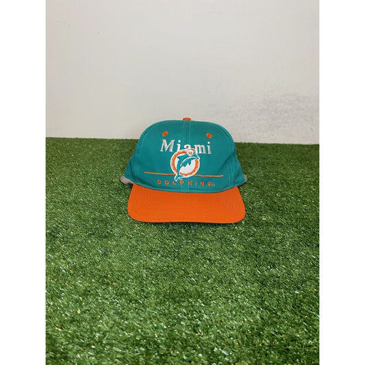 VIntage Eastport Miami Dolphins split bar two tone snapback hat cap NFL Retro