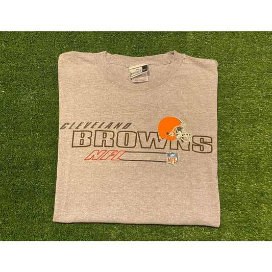 Vintage Y2K Puma Cleveland Browns NFL Logo split bar t-shirt XL XXL gray