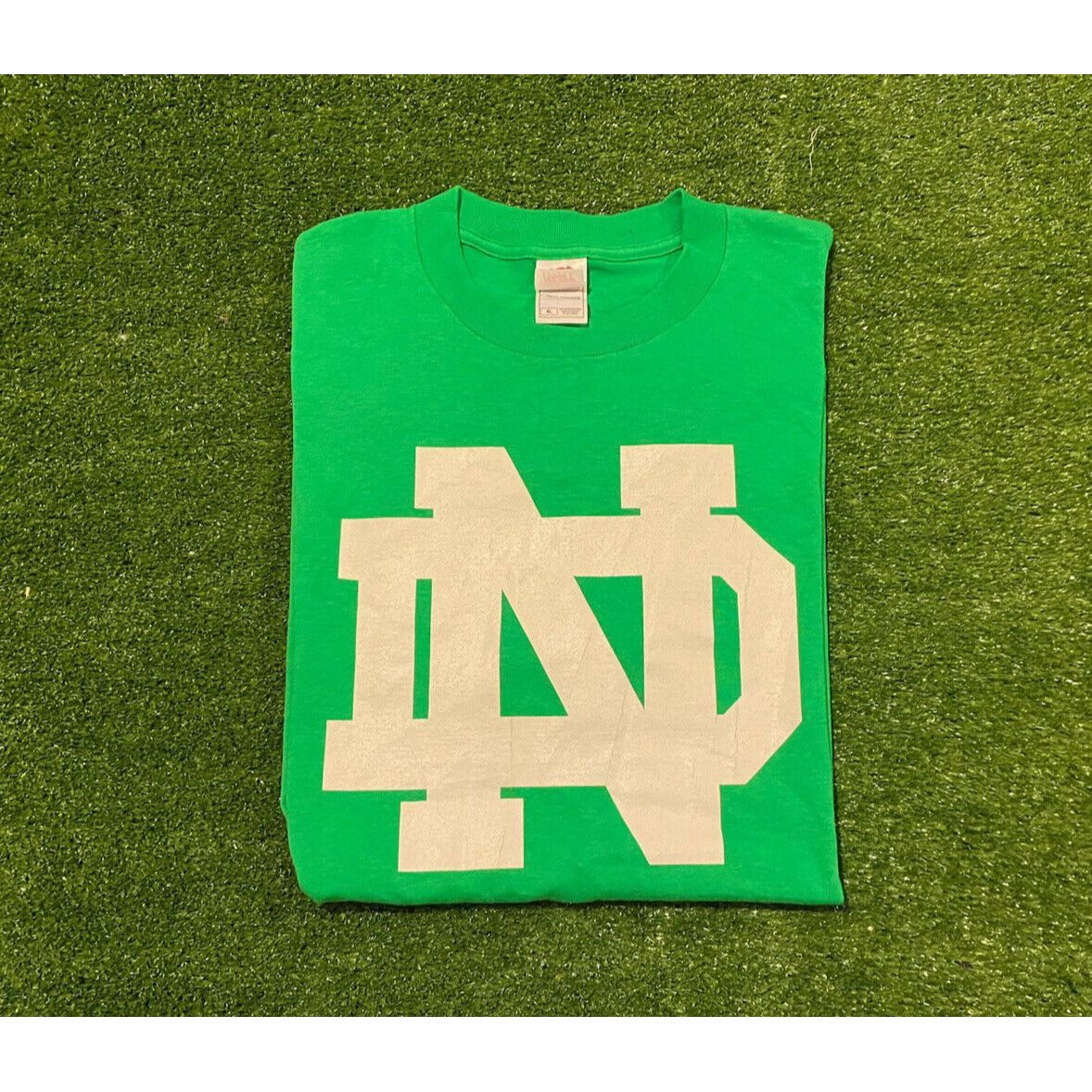 Retro Y2K Fruit of The Loom Notre Dame Fighting Irish Big logo t-shirt XL green