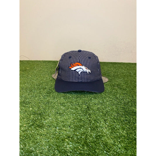 Vintage Logo 7 Denver Broncos logo grid snapback hat NWT blue 1990's