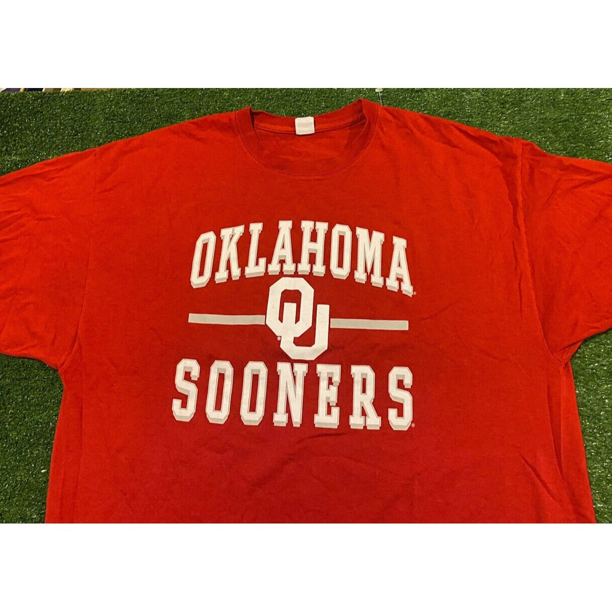 Retro Y2K Oklahoma OU Sooners split bar arch t-shirt XL NWOT crimson