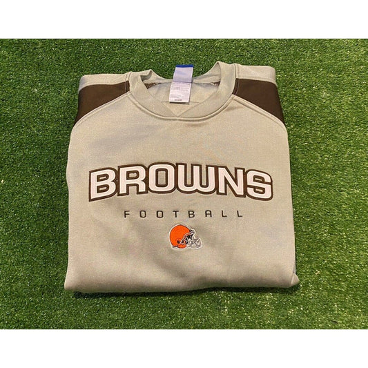 Mens Retro Y2K Reebok Cleveland Browns crewneck sweatshirt large gray brown