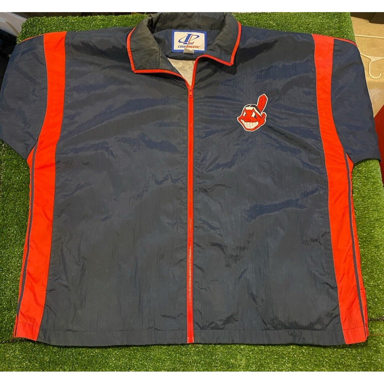 Vintage Cleveland Indians jacket extra large chief wahoo full zip mens blue red