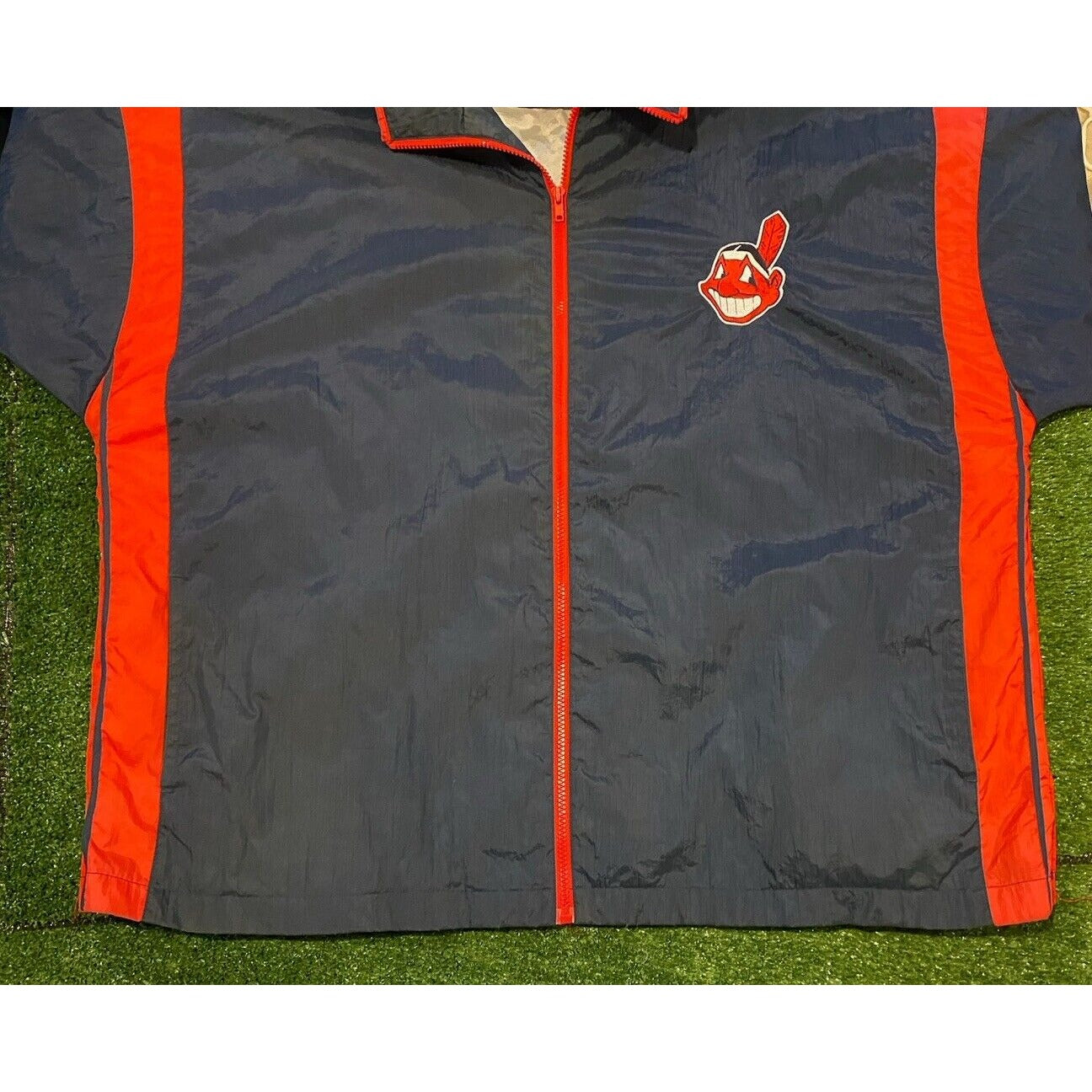 Vintage Cleveland Indians jacket extra large chief wahoo full zip mens blue red