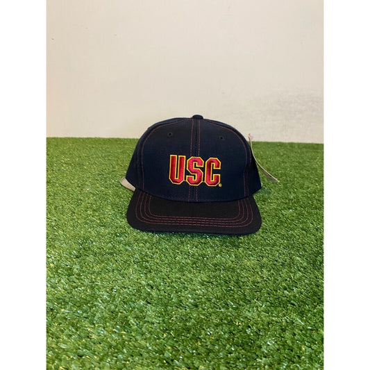 Vintage USC Trojans hat cap snap back new adult black Cap Boy football 90s wool