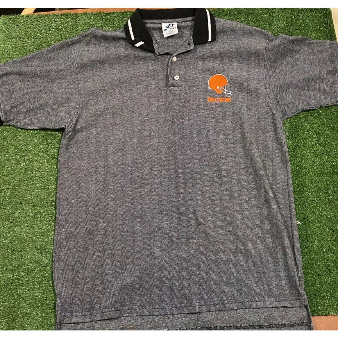 Vintage Dynasty Cleveland browns Two Toned Gray polo Size Large