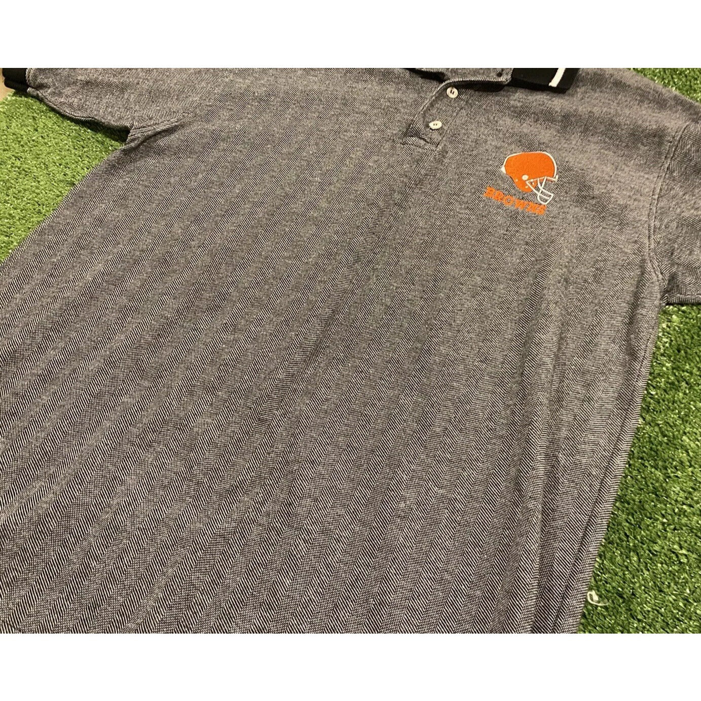 Vintage Dynasty Cleveland browns Two Toned Gray polo Size Large