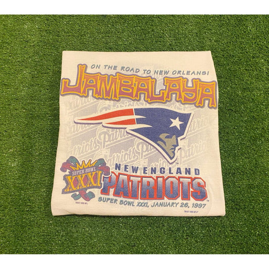Vintage NFL New England Patriots 1997 Road To Super Bowl XXXI 31 t-shirt XL