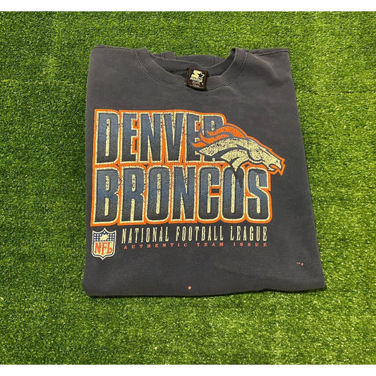 Vintage retro 90s Starter Denver Broncos NFL Football crew neck sweatshirt 2XL