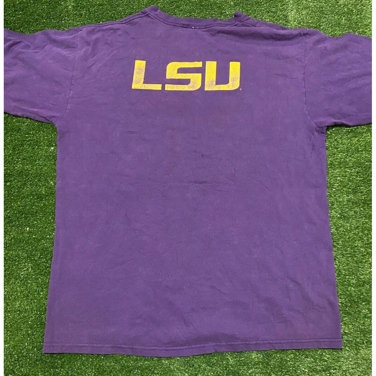 Vintage 1990s Retro Nike LSU Tigers Center Swoosh Diamond t-shirt XL purple