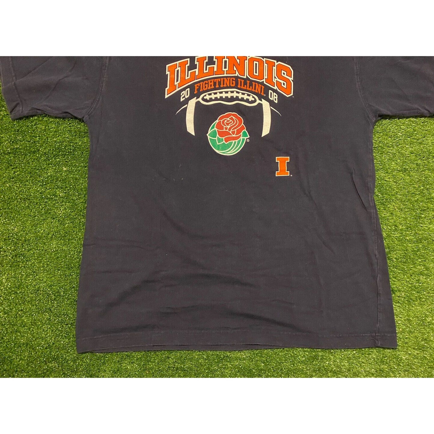 Retro Illinois Fighting Illini Football 2008 Rose Bowl t-shirt large Red Oak Y2k