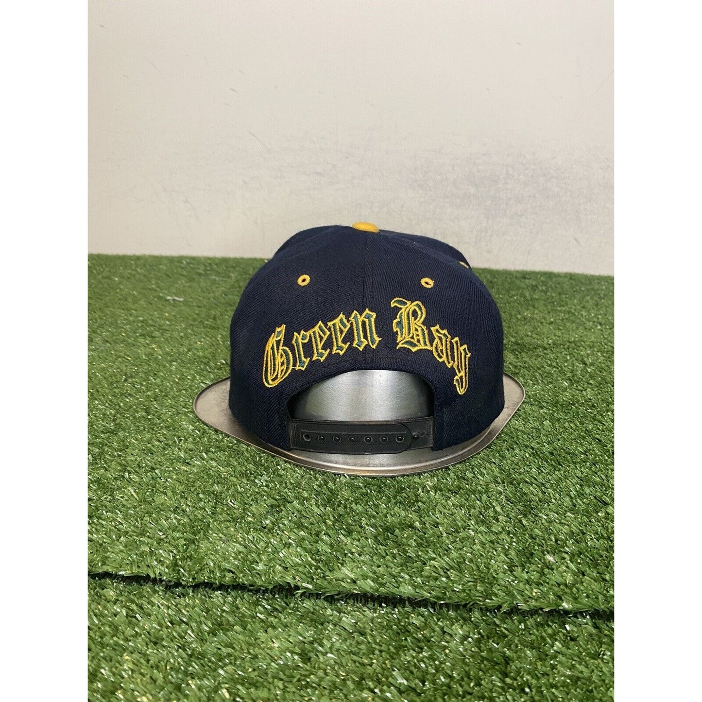 Vintage Green Bay Packers hat cap snap back black block head graffiti wool 90s