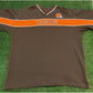 Retro Y2K Cleveland Browns spell out v-neck t-shirt XL orange brown Football