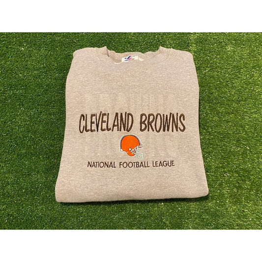 Mens Vintage Cleveland Browns embroidered crewneck sweatshirt large gray shadow