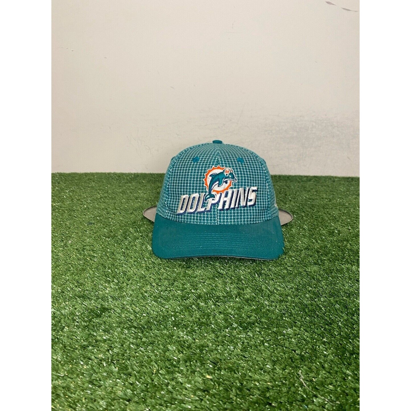 Vintage Miami Dolphins hat cap strap back Logo Athletic grid 90s mens adult wool