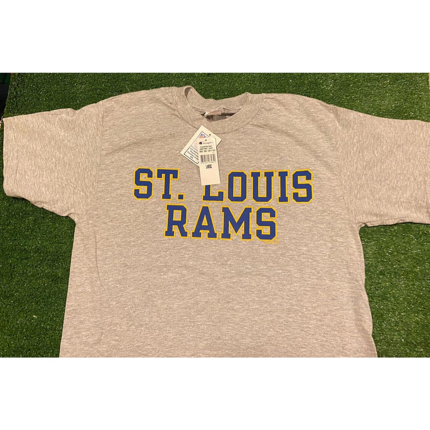 Vintage Champion Pro Line St. Louis Rams spell out t-shirt Large 90s dead stock