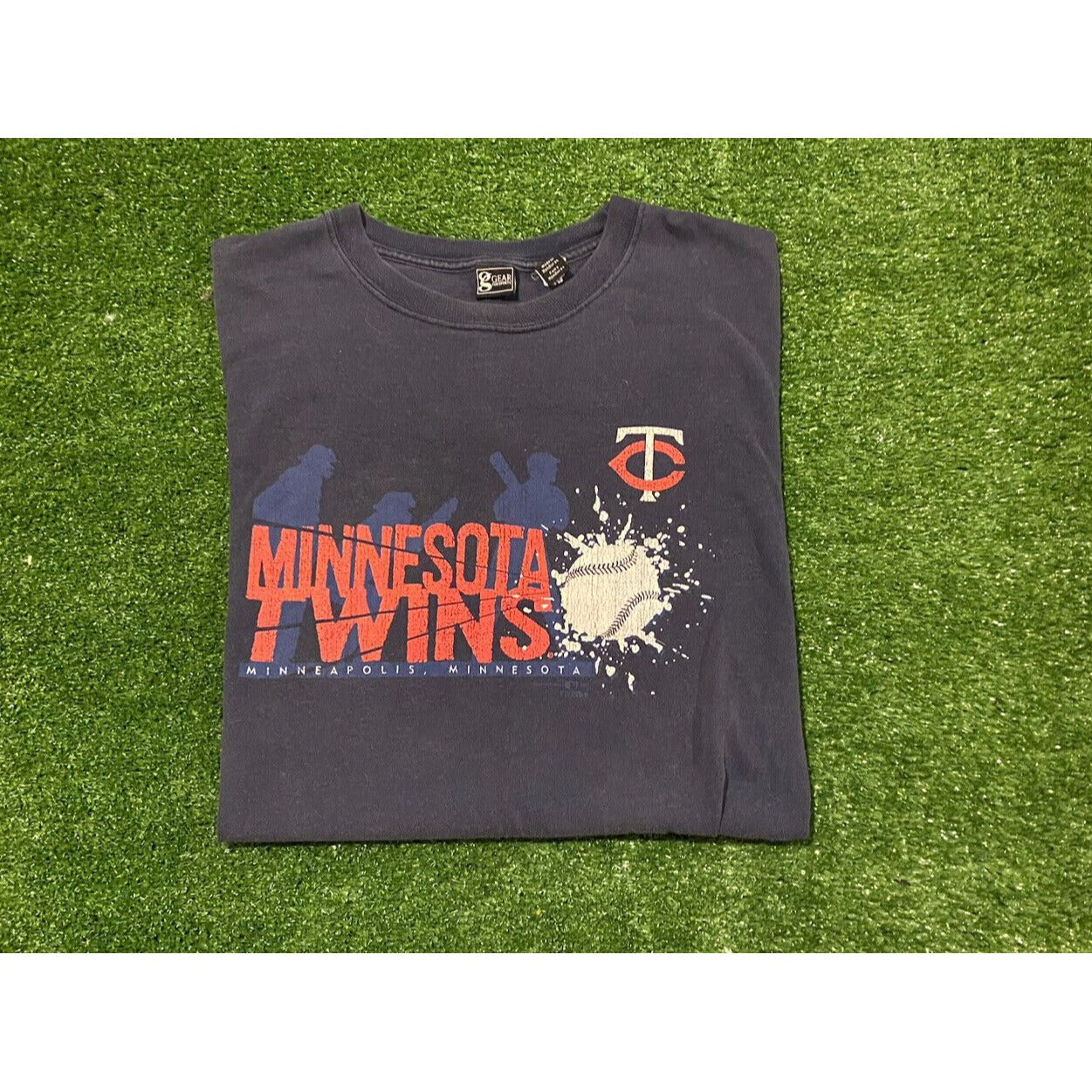 Vintage Minnesota Twins shirt extra large Y2K mens adult splash unisex blue