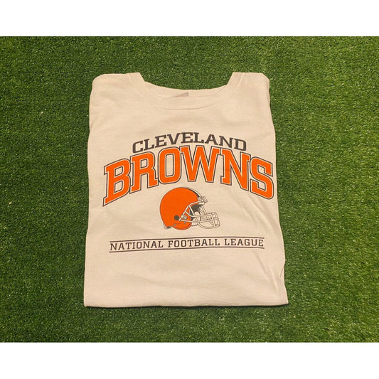 Vintage Y2K Retro NFL Cleveland Browns arch spell out football t-shirt XL white