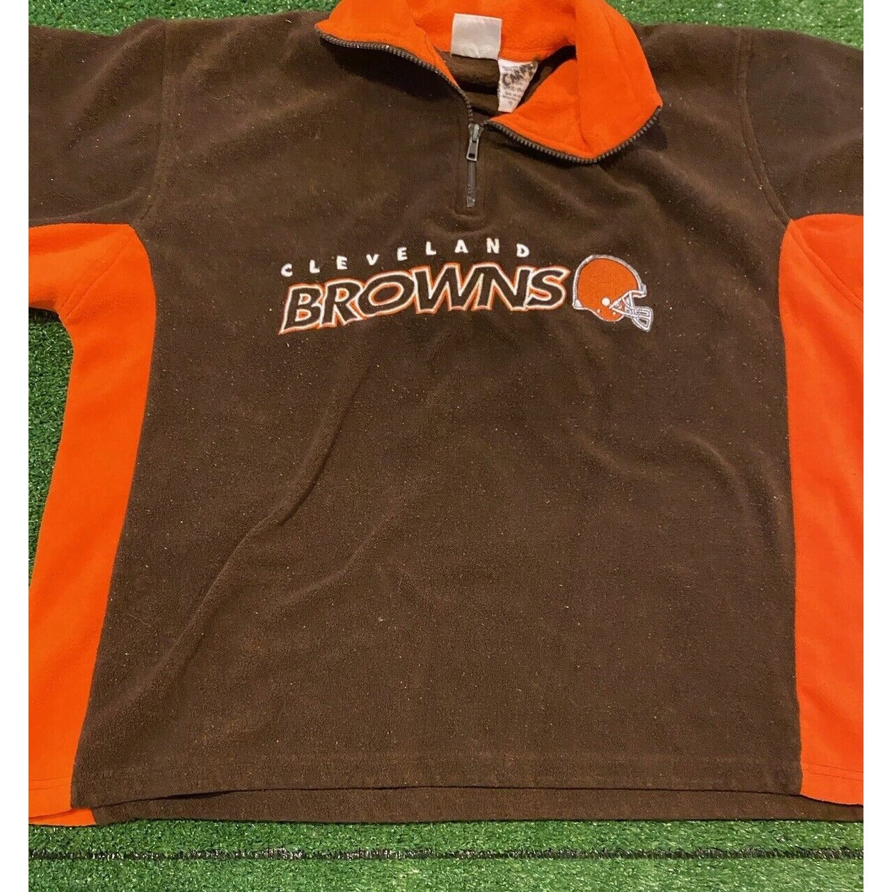 Vintage Cleveland Browns sweatshirt large 1/4 zip orange brown mens crew neck