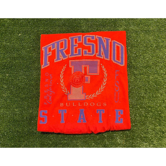 Vintage Fresno State FSU Bulldogs arch t-shirt large red Fruit of the Loom 1990s