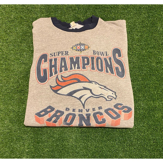 Vintage 90's True Fan Denver Broncos Super Bowl XXXII 32 champs crewneck large