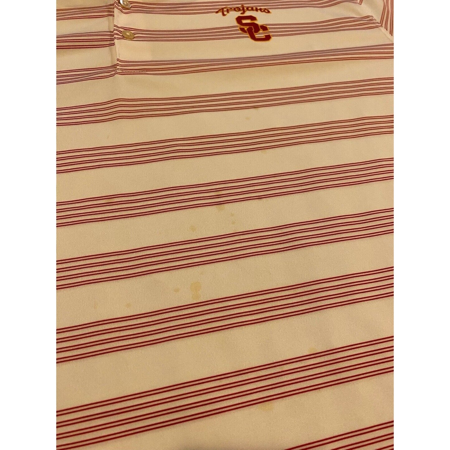 Nike USC Trojans golf shirt extra large dri fit mens adult white striped polo