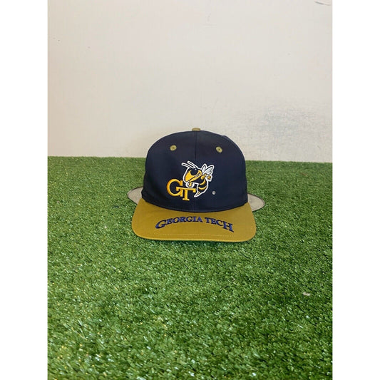 Vintage Georgia Tech Yellow Jackets hat cap snap back blue GA tech mens 90s