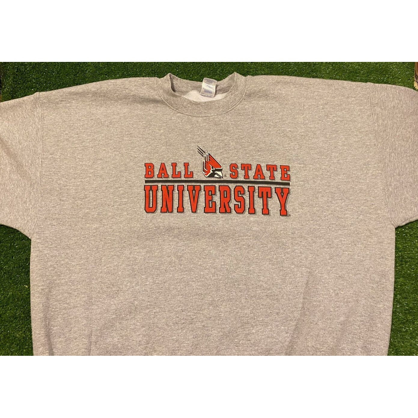 Vintage Retro Y2K Ball State Cardinals split bar crew neck sweatshirt 2XL gray