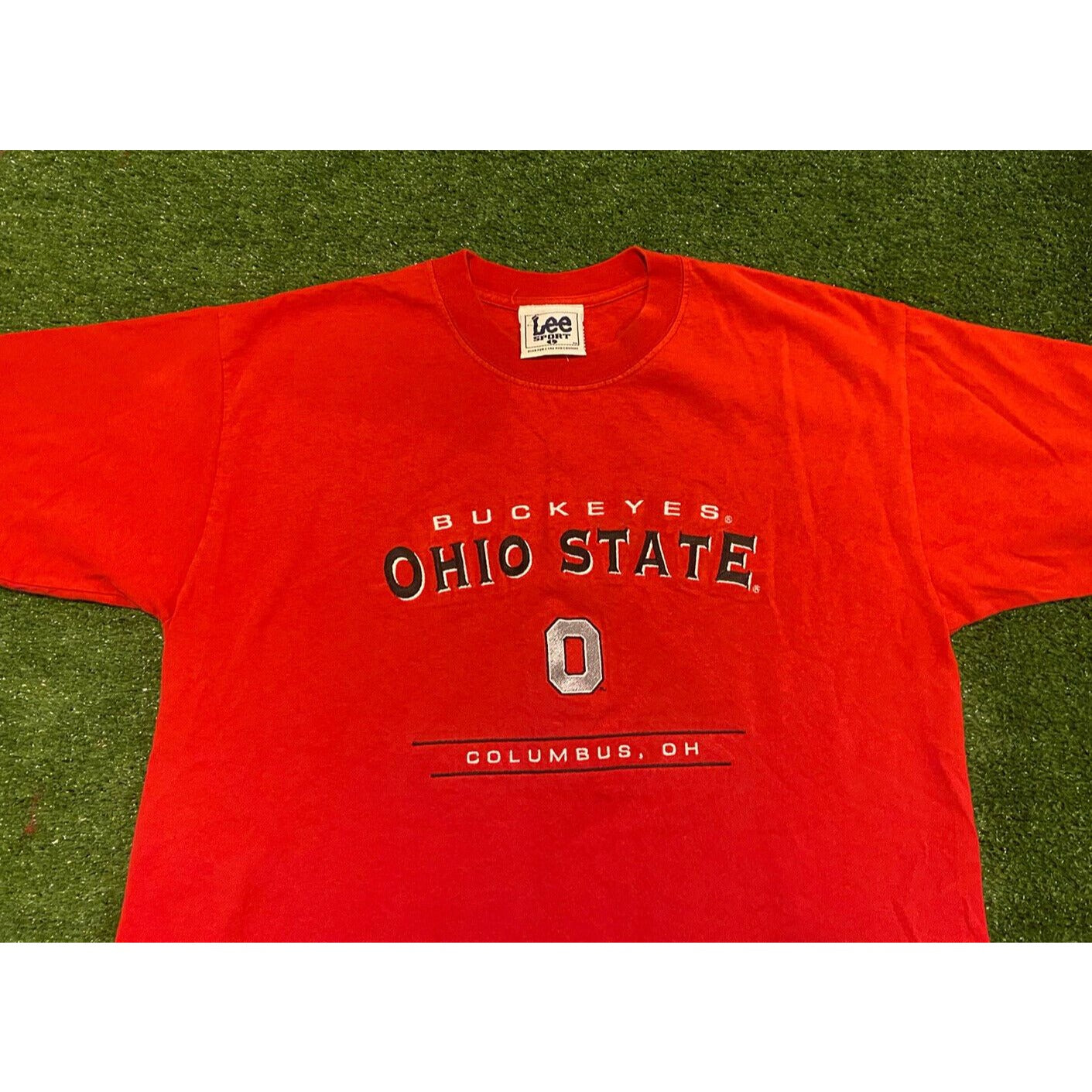 Vintage Lee Sport Ohio State Buckeyes split bar embroidered t-shirt large red