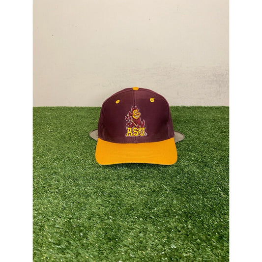 Vintage Arizona State Sun Devils hat cap snap back yellow maroon Logo 7 mens