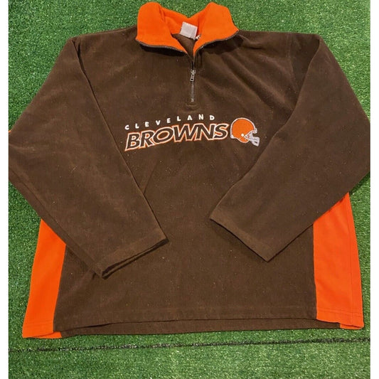 Vintage Cleveland Browns sweatshirt large 1/4 zip orange brown mens crew neck