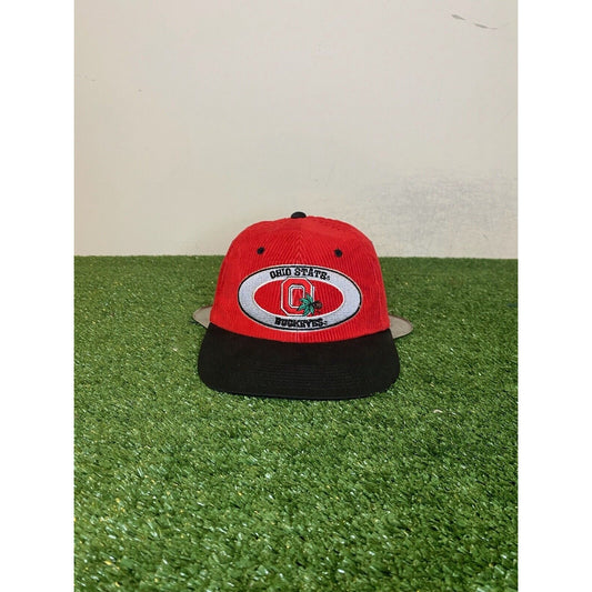 Vintage Ohio State Buckeyes hat cap snap back corduroy adult red 90s youngan