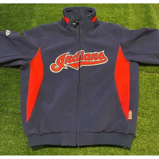 Cleveland Indians Jacket mens medium blue red full zip stretch insulated Y2K